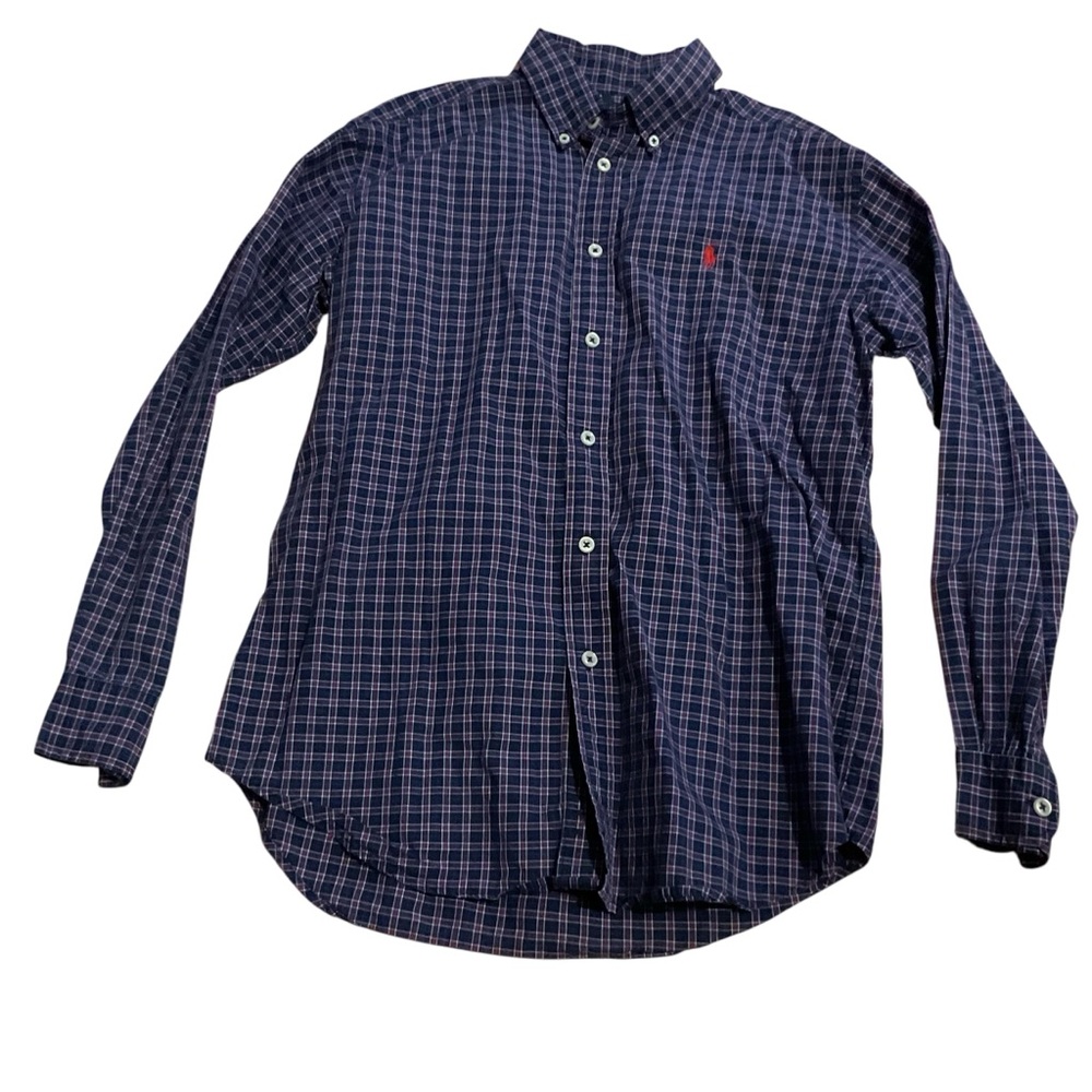 Ralph Lauren plaid 100% cotton preppy Casual Button Down Shirt